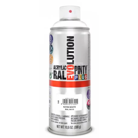 PINTYPLUS EVO AKRIL SPRAY RAL9010 - FÉLFÉNYES FEHÉR (SATIN PURE WHITE) 400ML PP168