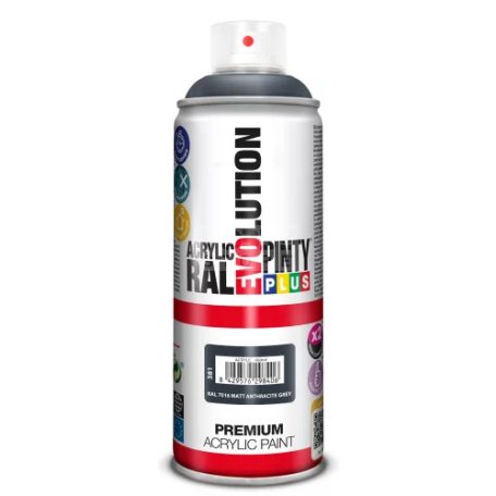 PINTYPLUS EVO AKRIL SPRAY RAL7016 - MATT ANTRACITSZÜRKE (MATT ANTHRACIT GREY) 400ML PP381