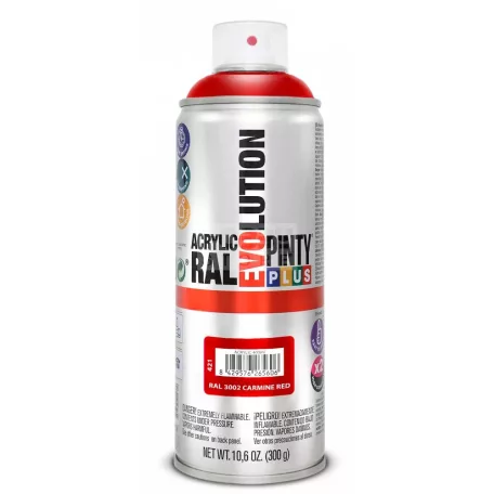 PINTYPLUS EVO AKRIL SPRAY RAL3002 - KÁRMINPIROS (CARMINE RED) 400ML PP421