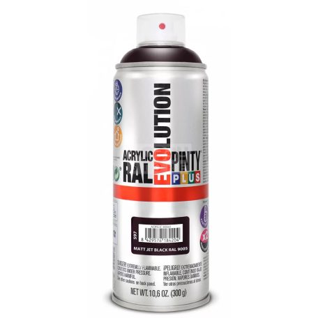 PINTYPLUS EVO AKRIL SPRAY RAL9005 - MATT JET FEKETE (MATT JET BLACK) 400ML PP597