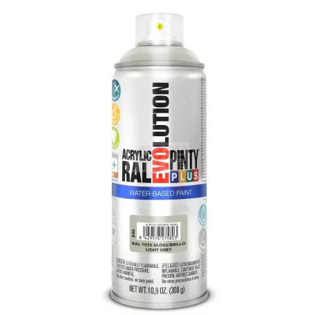 PINTYPLUS EVOLUTION VIZES BÁZISÚ AKRIL SPRAY- VILÁGOSSZÜRKE- RAL7035 (LIGHT GREY) 400ML - PP846