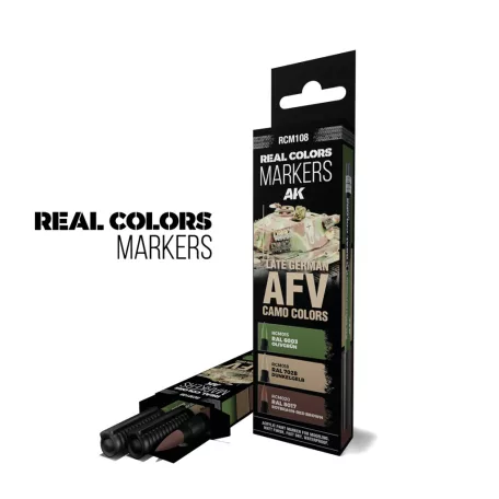 AK Interactive Late German AFV Camo Colors RC Markers Set (RCM108) – Professzionális Makettfesték Készlet