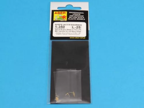 Aber Models Set of 20 pcs 28 mm (1,1in)barrels for US Navy - amerikai hadihajók – 20 db 28 mm-es (1,1 hüvelykes) lövegcső