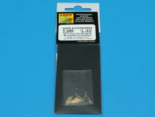 Aber Models Set of 16 pcs 102 mm type BL Mk.IX barrels for Royal Navy - Brit Királyi Haditengerészet – 16 db 102 mm-es BL Mk.IX lövegcső