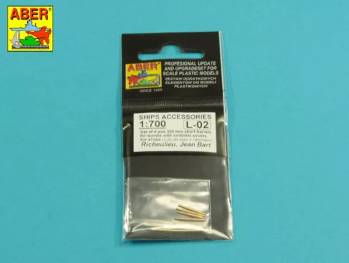 Aber Models Set of 8 pcs 380 mm short barrels for ships Richelieu,Jean Bart - hajók Richelieu, Jean Bart – 8 db 380 mm-es rövid lövegcső