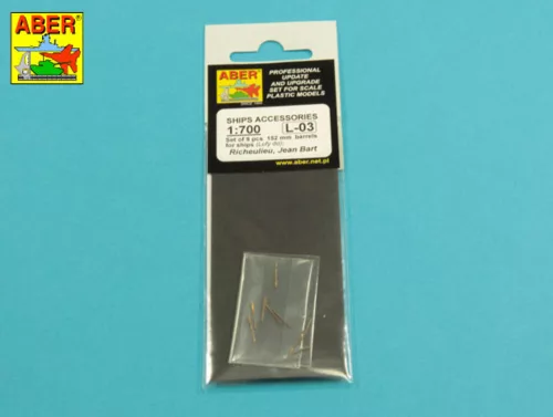 Aber Models Set of 9 pcs 152 mm barrels for ships Richelieu,Jean Bart - hajók Richelieu, Jean Bart – 9 db 152 mm-es lövegcső