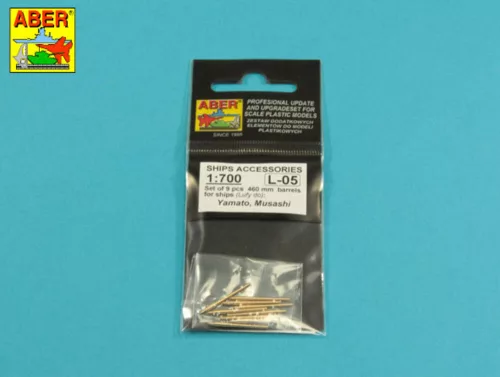 Aber Models Set of 9 pcs 460 mm barrels for ships Richelieu,Jean Bart - hajók Richelieu, Jean Bart – 9 db 460 mm-es lövegcső