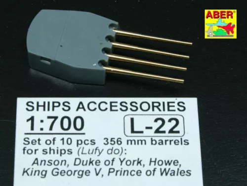 Aber Models 10 pcs 356 mm barrels Navy King George V - King George V osztály – 10 db 356 mm-es lövegcső
