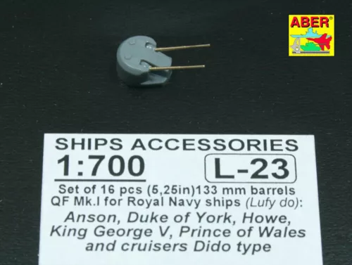 Aber Models 16 pcs 133mm barrels for King George V - 16 db 133 mm-es lövegcső