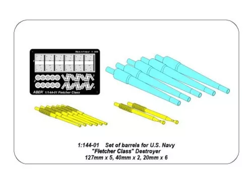 Aber Models barrels for US Fletcher Clas Destroyer - amerikai Fletcher-osztályú romboló – lövegcsőkészlet