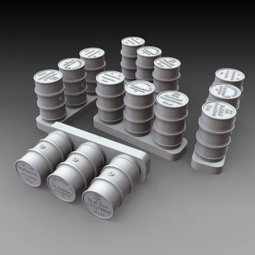 Royal Model German fuel drums - WWII 15pcs. – dioráma kellék makett