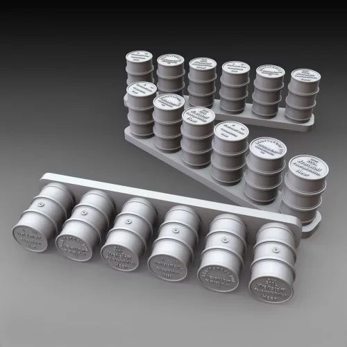 Royal Model German fuel drums - WWII 18pcs. – dioráma kellék makett