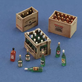   Royal Model Champagne, cognac e wine bottles with crates – dioráma kellék makett