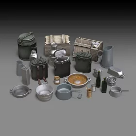   Royal Model German field kitchen accessories – dioráma kellék makett