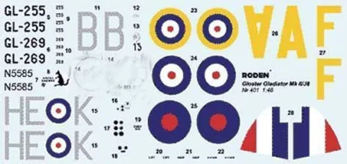 Roden Gloster Gladiator Mk. II – 1:48 repülőgép makett