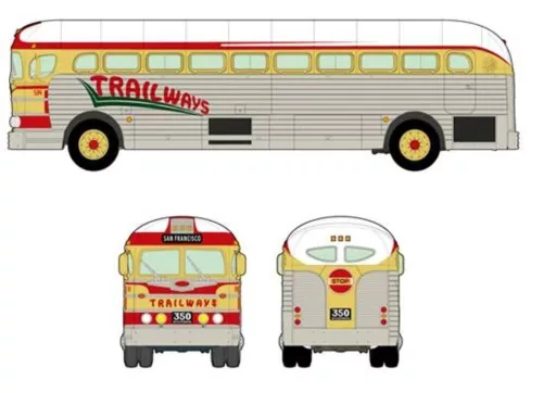 Roden GMC PD-3751 "Silverside Trailwagon" Trailways Company – 1:35 autóbusz makett