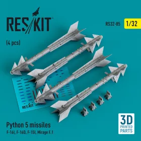   ResKit Models Python 5 missiles (4 pcs) (F-16I, F-16D, F-15I, Mirage F.1) (3D Printed) - Python 5 – rakéták, 4 db