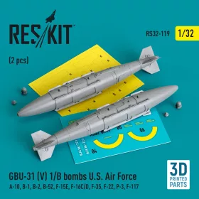   ResKit Models GBU-31 (V) 1/B bombs U.S. Air Force (2 pcs) (A-10, B-1, B-2, B-52, F-15E, F-16C/D, F-35, F-22, P-3, F-117) (3D Printed) - GBU-31 (V) 1/B – bombák, 2 db