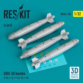   ResKit Models GBU-38 bombs (4 pcs) (A-10, F-16, F-15,F-22, F-35) (3D Printed) - GBU-38 – bombák, 4 db