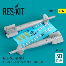   ResKit Models GBU-24B bombs (2 pcs) (A-6, A-10, F-14, F-15, F-16, F/A-18, F-111, Mirage 2000) (3D Printed) - GBU-24B – bombák, 2 db