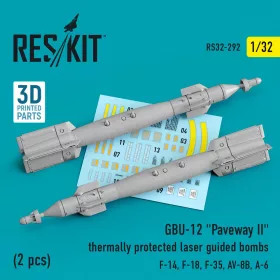   ResKit Models GBU-12 Paveway II – hővédett, lézerirányítású bombák, 2 db