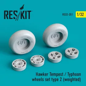   ResKit Models Hawker Tempest/Typhoon wheels set type 2 (weighted) - terhelt állapotú kerékkészlet, 2. típus