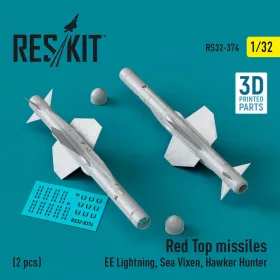   ResKit Models Red Top missiles (2 pcs) (EE Lightning, Sea Vixen, Hawker Hunter) (3D Printed) - Red Top – rakéták, 2 db