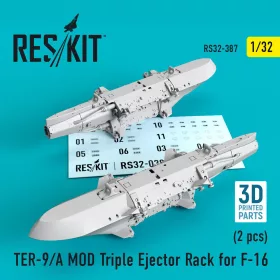   ResKit Models TER-9/A MOD Triple Ejector Rack for F-16 (2 pcs) (3D Printed) - TER-9/A MOD – hármas bombafelfüggesztő keret, 2 db