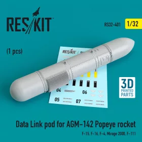   ResKit Models Data Link pod for AGM-142 Popeye rocket (F-15, F-16, F-4, Mirage 2000, F-111) - AGM-142 Popeye – adatkapcsolati konténer