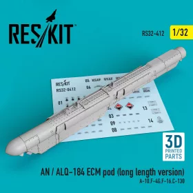   ResKit Models AN / ALQ-184 ECM pod (long length version) (A-10,F-4G,F-16,C-130) (3D Printed) - AN / ALQ-184 ECM – konténer