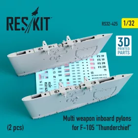   ResKit Models Multi weapon inboard pylons for F-105 Thunderchief (2 pcs) (3D Printed) - belső szárnypilonok többféle fegyverzethez, 2 db