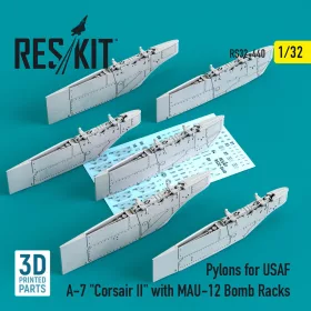   ResKit Models Pylons for USAF A-7 Corsair II with MAU-12 Bomb Racks (3D Printed) - Amerikai Légierő A-7 Corsair II – fegyverfelfüggesztő pilonok MAU-12 bombafelfüggesztőkkel