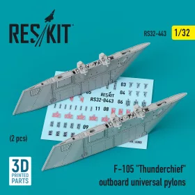   ResKit Models F-105 Thunderchief outboard universal pylons (2 pcs) (3D Printed) - külső univerzális fegyverfelfüggesztő pilonok, 2 db