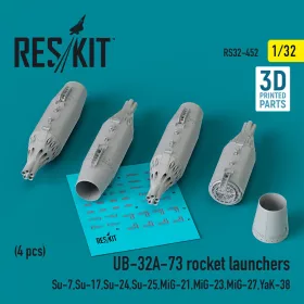  ResKit Models UB-32A-73 rocket launchers (4 pcs) (Su-7, Su-17, Su-24, Su-25, MiG-21, MiG-23, MiG-27, YaK-38) (3D Printed) - rakétaindítók, 4 db