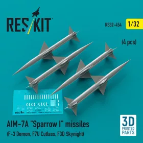   ResKit Models AIM-7A Sparrow I missiles (4 pcs) (F-3 Demon, F7U Cutlass, F3D Skynight) (3D Printed) - rakéták, 4 db