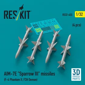   ResKit Models AIM-7E Sparrow III missiles (4 pcs) (F-4 Phantom II, F3H Demon) (3D Printed) - AIM-7E Sparrow III – rakéták, 4 db