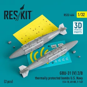   ResKit Models GBU-31 (V) 2/B thermally protected bombs U.S. Navy (2 pcs) (F/A-18, AV-8B, F-14D) (3D Printed) - hővédett bombák, 2 db