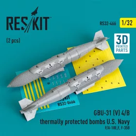   ResKit Models GBU-31 (V) 4/B thermally protected bombs U.S. Navy (2 pcs) (F/A-18E,F, F-35B) (3D Printed) - GBU-31 (V) 4/B – hővédett bombák, 2 db