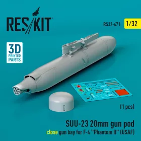   ResKit Models SUU-23 20mm gun pod (close gun bay) for F-4 Phantom II (USAF) (1 pcs) (3D Printed) - gépágyúkonténer, 1 db