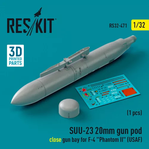 ResKit Models SUU-23 20mm gun pod (close gun bay) for F-4 Phantom II (USAF) (1 pcs) (3D Printed) - gépágyúkonténer, 1 db