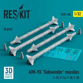   ResKit Models AIM-9X Sidewinder missiles (4 pcs) (F-15, F-16, F-18, F-35) (3D Printed) - AIM-9X Sidewinder – rakéták, 4 db