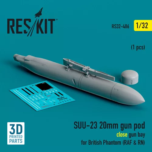 ResKit Models SUU-23 20mm gun pod (close gun bay) for British Phantom (RAF & RN) (1 pcs) (3D Printed) - gépágyúkonténer, 1 db