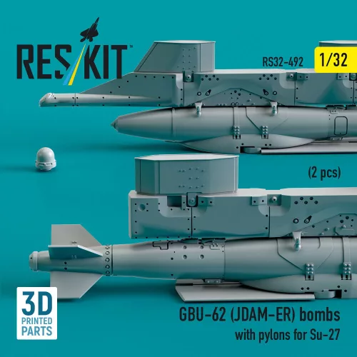 ResKit Models GBU-62 (JDAM-ER) bombs with pylons for Su-27 (2 pcs) (3D Printed) - bombák, 2 db