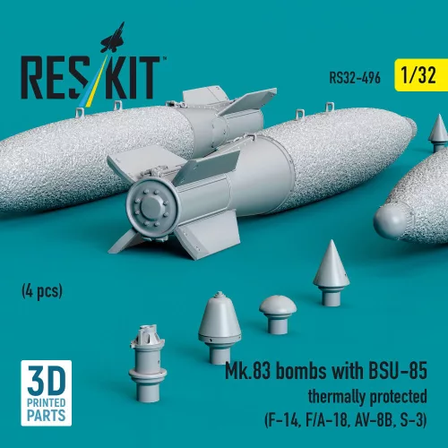 ResKit Models Mk.83 bombs with BSU-85 thermally protected (4 pcs) (F-14, F/A-18, AV-8B, S-3) (3D printed) - Mk.83 – bombák, 4 db