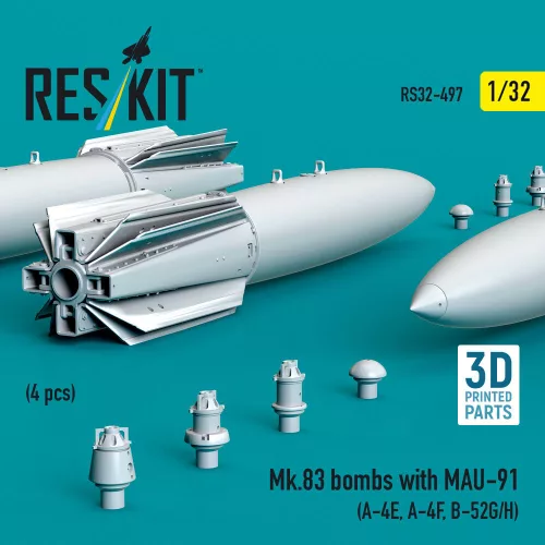 ResKit Models Mk.83 bombs with MAU-91 (4 pcs) (A-4E, A-4F, B-52G/H) (3D printed) - Mk.83 – bombák, 4 db
