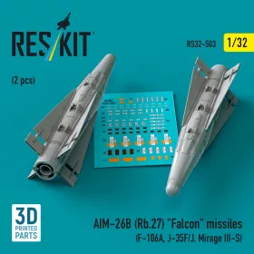   ResKit Models AIM-26B (Rb.27) Falcon missiles (2 pcs) (F-106A, J-35F/J, Mirage III-S) (3D Printed) - AIM-26B (Rb.27) Falcon – rakéták, 2 db