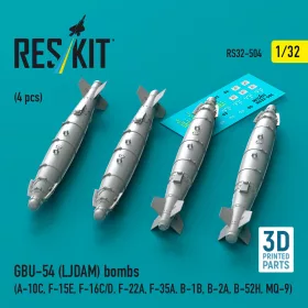   ResKit Models GBU-54 (LJDAM) bombs (4 pcs) (A-10C, F-15E, F-16C/D, F-22A, F-35A, B-1B, B-2A, B-52H, MQ-9) (3D Printed) - GBU-54 (LJDAM) – bombák, 4 db