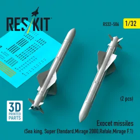   ResKit Models Exocet missiles (2 pcs) (Sea King, Super Etendard, Mirage 2000, Rafale, Mirage F.1) (3D Printed) - Exocet – rakéták, 2 db