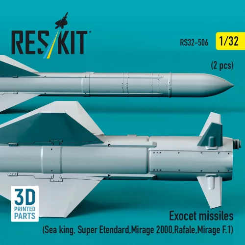 ResKit Models Exocet missiles (2 pcs) (Sea King, Super Etendard, Mirage 2000, Rafale, Mirage F.1) (3D Printed) - Exocet – rakéták, 2 db