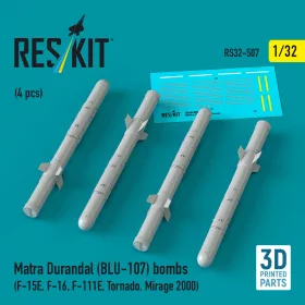   ResKit Models Matra Durandal (BLU-107) bombs (4 pcs) (F-15E, F-16, F-111E, Tornado, Mirage 2000) (3D Printed) - Matra Durandal (BLU-107) – bombák, 4 db